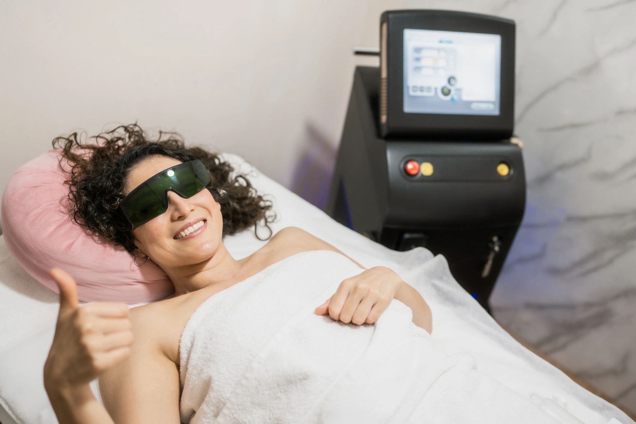 Satisfied laser hair removal client